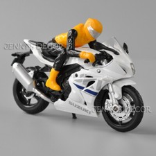 Modellino moto pressofuso 1:18 giocattolo Suzuki GSX-R1000 sport bike con figura pilota