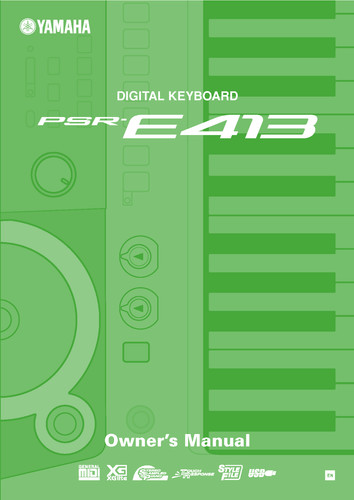 Yamaha psr e413 instruction - yamaha, psr-e413