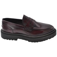 Mocassini uomo college con bendina in vera pelle abrasivata bordeaux spazzolato 