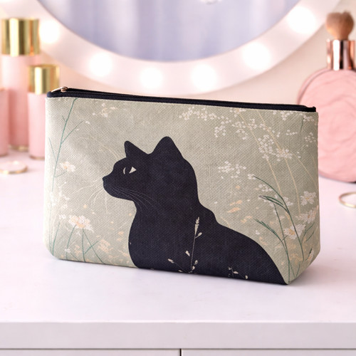 Pochette gatto nero fiori - pochette,