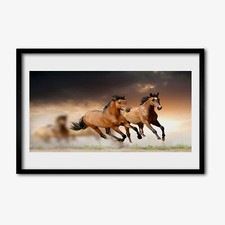 Arte da parete con cornice in legno moderno MDF 60x40 Cavalli Decorazione