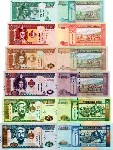 Mongolia lotto 6 banconote - mongolia,