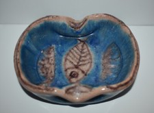 Ceramica Italiana Artista Guido GAMBONE Ceramica Smaltata Ciotola Pesci Firmata