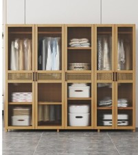 Armadio ad ante girevoli guardaroba bambù guardaroba camera da letto con anta