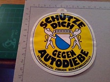 ADESIVO STICKER VINTAGE KLEBER ROVINATO SCHUTZE DICH GEGEN AUTODIEBE ZURICH
