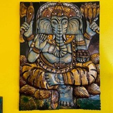 Ganesh Quadro Pannello Legno