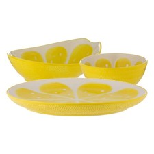 Set 3 pezzi ciotole e piatti limone ispirati alla frutta rotondi ceramica snack pasta ciotola