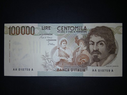 100000 lire caravaggio - lire,