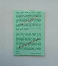 ROLEX Warranty Translation