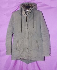 GIACCONE PARKA DONNA  M MILANO VERDE MILITARE PELLICCIA ECOLOGICA CAPPUCCIO  M