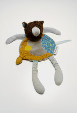 Doudou Plat Ours Marron Bleu