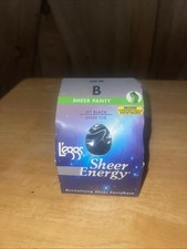 Collant L'eggs Sheer Energy nero nuovo vecchio stock vintage (2000) taglia B