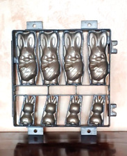 Stampo in metallo antico 8 CONIGLI DI CIOCCOLATO, pesante, vintage