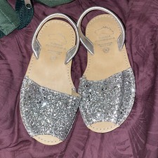 sandali avarca minorquin taglia 30/11,5 junior ragazze pelle argento scintillante