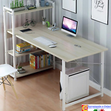 Scrivania Con Libreria Da Ufficio Per Pc Studio Bianco Rovere 120x48x110 cm