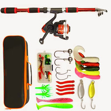 Canna da Pesca 1.8  Set completo: Canna, Mulinello e Filo Esche E Borsa E Ami.