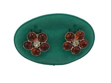ORECCHINI CLIP FIORE ARANCIO AMBRA BIGIOTTERIA VINTAGE ANNI 70-90 CM 2,5