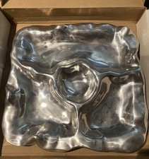 RARE BEATRIZ BALL Veggie Fruit Tray Dish Square 15x15 Handmade Aluminum W/bag