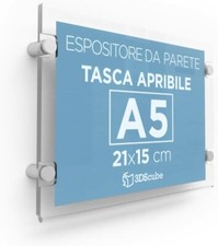 Espositore in plexiglass porta dépliant A5 ORIZZONTALE con distanziali alluminio