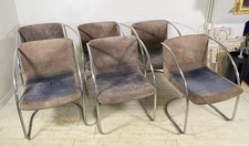 SET 6 SEDIA DESIGN GIOVANNI OFFREDI PER SAPORITI ANNI 70 MOD. LENS ACCIAIO CHAIR