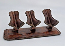 Portapipe vintage in pelle anni '70, 3 posti, elegante, raffinato, retro