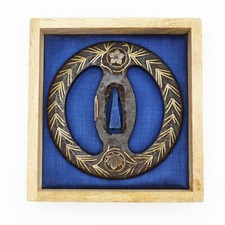 Spada antica giapponese intarsiata Tsuba Heianjo adatta Samurai Katana Wakizashi