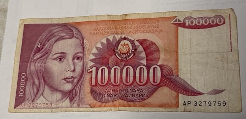 Banconota 100000 dinari - dinari, ex