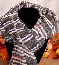 Foulard Da Uomo Grigio a Righe Mezza stagione in misto Cotone Made In Italy     