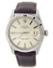 Rolex Date 1501 Orologio Vintage Uomo Acciaio Inox Cinturino Pelle Marrone Quadrante Argento