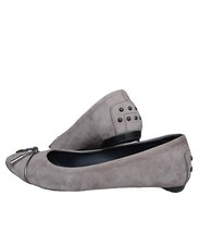 TOD'S women 's size 36 Ballerine in pelle scamosciata Grigio Usato Pochissimo