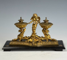 Antique Gilt Bronze & Ebony