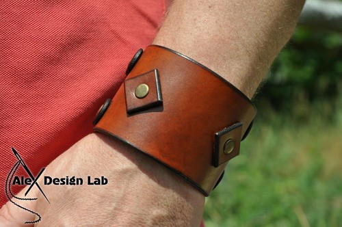 Bracciale pelle largo uomo - bracciale,