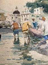 Attilio Pratella acquerello su carta paesaggio Napoli quadro