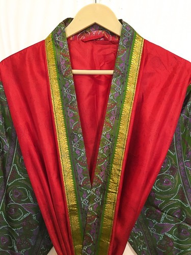 Abito lungo kimono - , rosso-verde