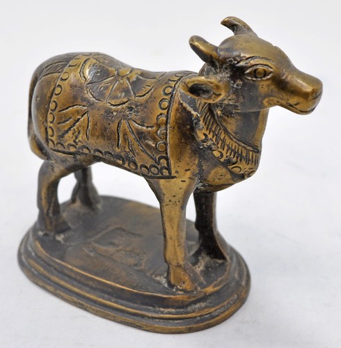 Antico ottone mucca statuina - antico,