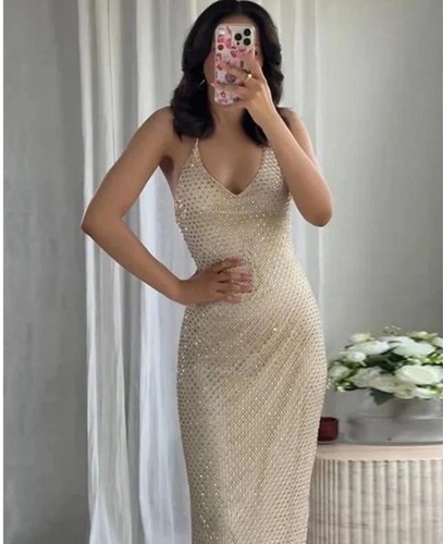 Abito donna lungo strass zara - donna,