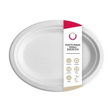 200 Piatti piani OVALI bianchi carta bagassa 26x20 CM usa e getta monouso piatto