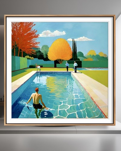 Piscina con due figure david - piscina, figure,