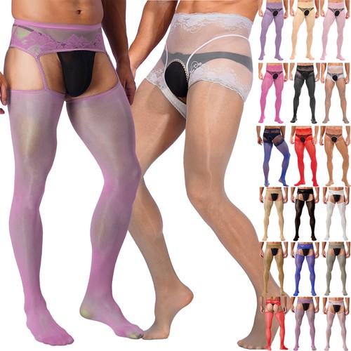 Collant uomo pizzo trasparente