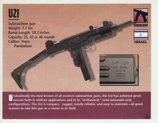 UZI Israel mitragliatrice 9 mm Atlas armi da fuoco classiche SCHEDA FOTOGRAFICA