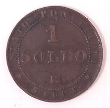 1867 Stato Pontificio 1 Soldo Cent. 5 Papa Pio IX Molto Raro SPL+