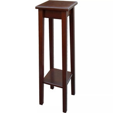 Colonna legno Portavaso in Legno Massello Marrone 24x24x97 cm Moderno