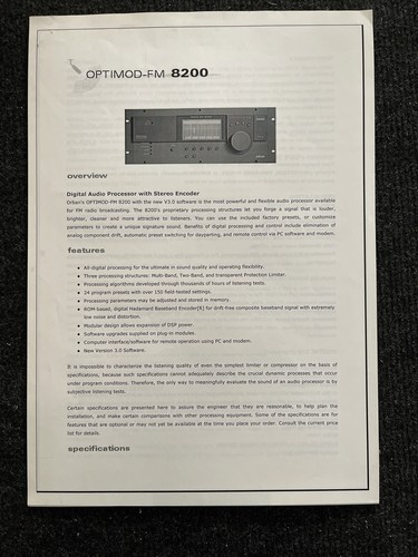 Orban optimod 8200 libretto - orban,