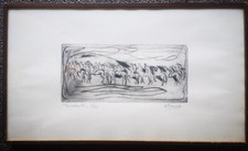 Incisione a Puntasecca GIAN RODOLFO D'ACCARDI cavalcata cornice