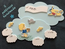 Fiocco nascita artigianale in legno x bimbo - modello bebè