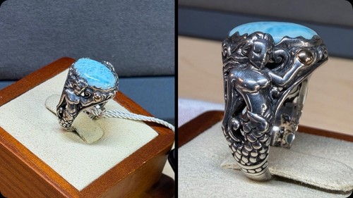 Anello sirena larimar blu - a,