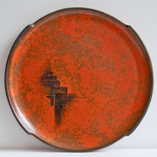 Hildegard Delius piatto piatto rosso ruggine Neuhaldensleben smalto al piombo Art Déco Hawai