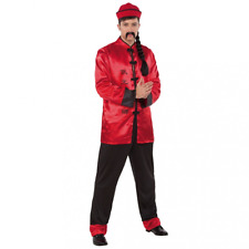 Costume Cinese uomo vestito orientale mandarino rossonero nazionalità carnevale