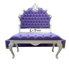 Letto Matrimoniale Barocco ecopelle o vellutino viola legno bianco qualsiasi col