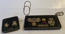Desk Set from Colombia SA (2 Piece) Beautiful Golden insets